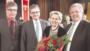 Gratulanten v.l. Andreas Güttler, Uwe Schmidt, Susanne Selbert, Dieter Lengemann