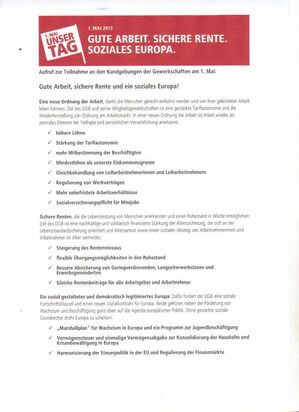 Aufruf des Deutschen Gewerkschaftsbund (DGB)